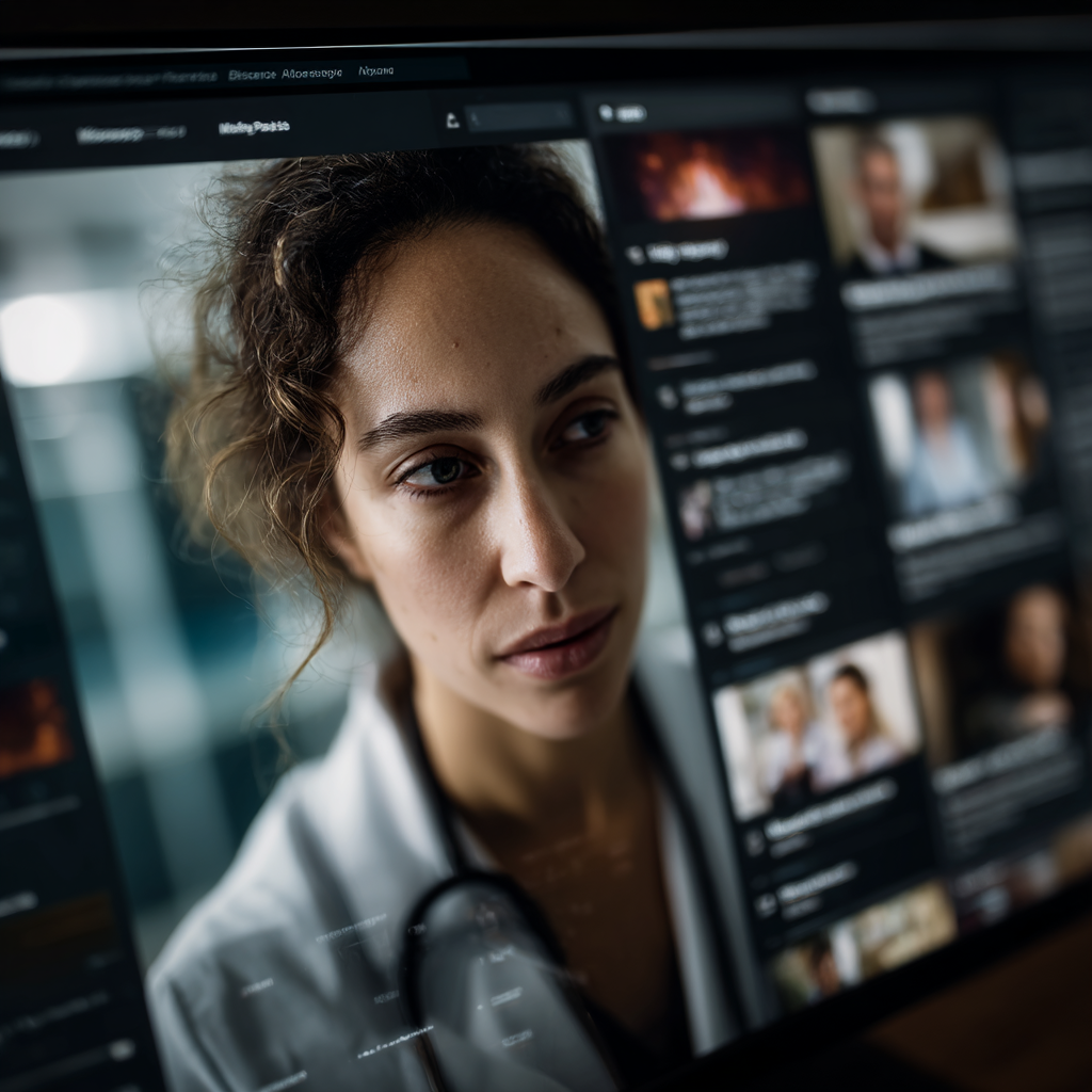 Illustration of doctor reviewing information